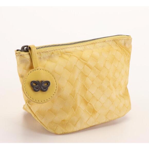 Bottega Veneta Intrecciato Print Yellow Nylon Cosmetic Bag - Picture 2 of 10